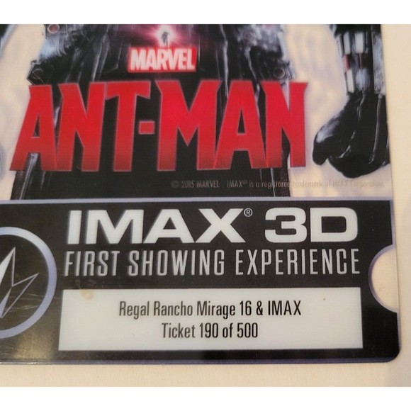 Marvel Ant-Man 2015 Regal IMAX 3D First Show Experience Collectible Movie Ticket - Picture 2 of 3